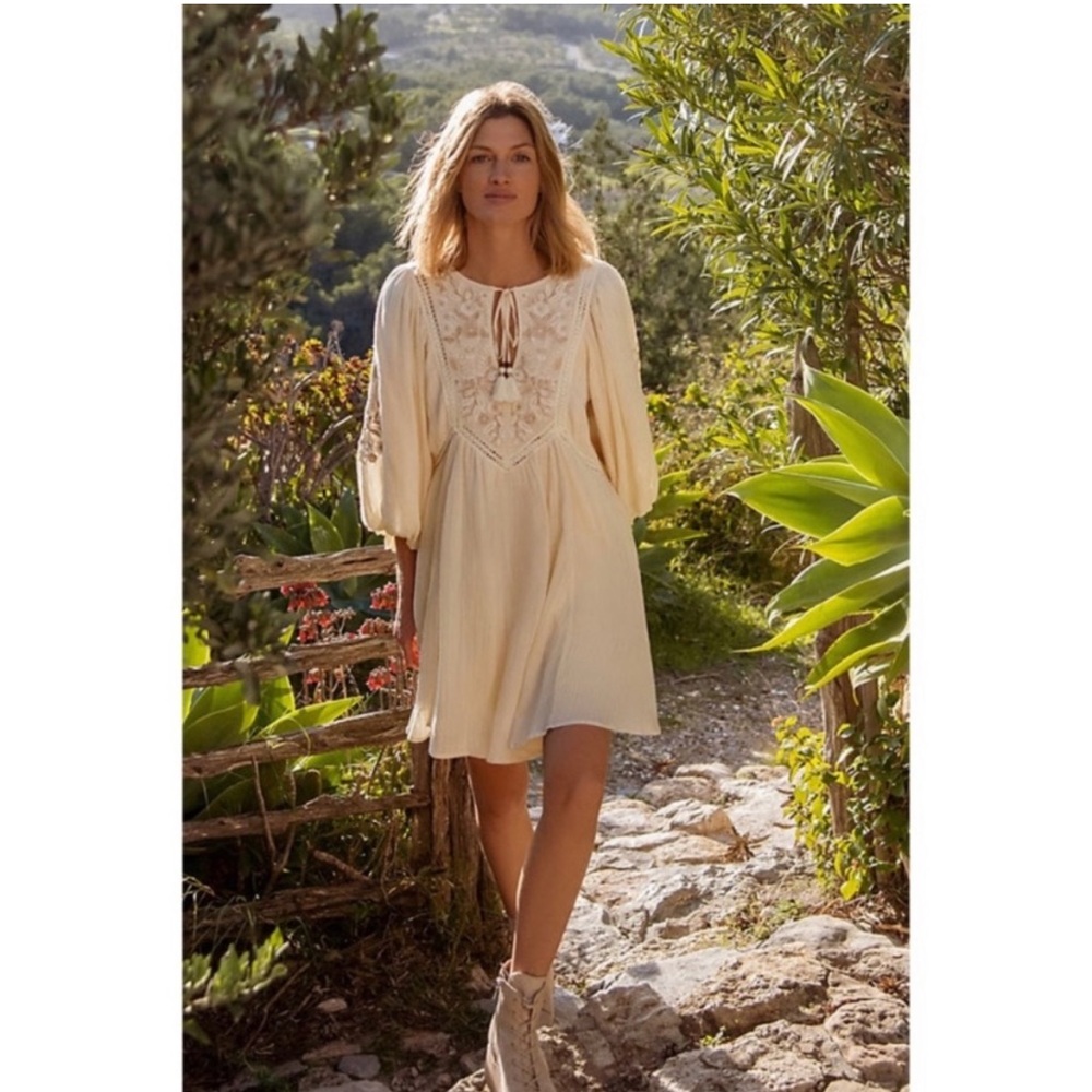 ANTHROPOLOGIE Viveka Embroidered Lace Mini Dress Bohemian Goddess 2X